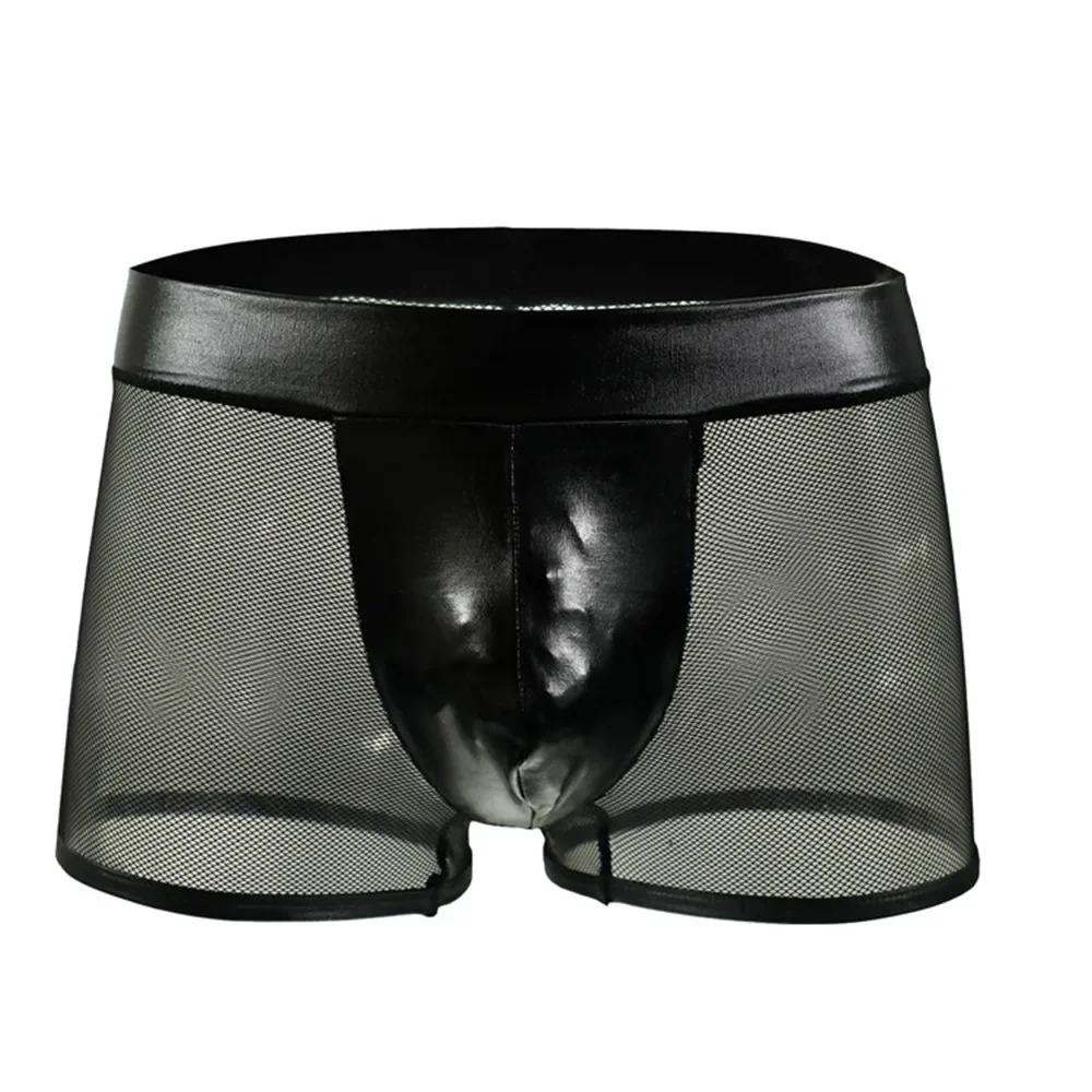 Men Sexy Underwear Faux Leathe - Bamboo Fiber Trunk ulasan dan harga