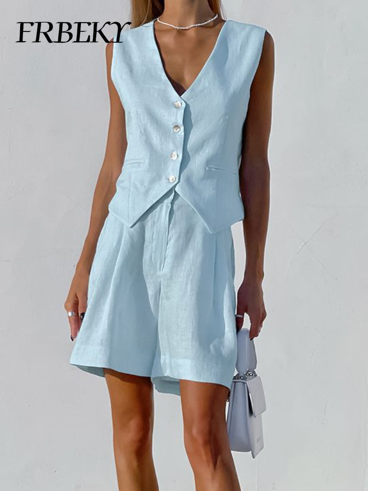 New Cotton Linen Vest Short Se - Sleeveless Undershirt ulasan dan harga