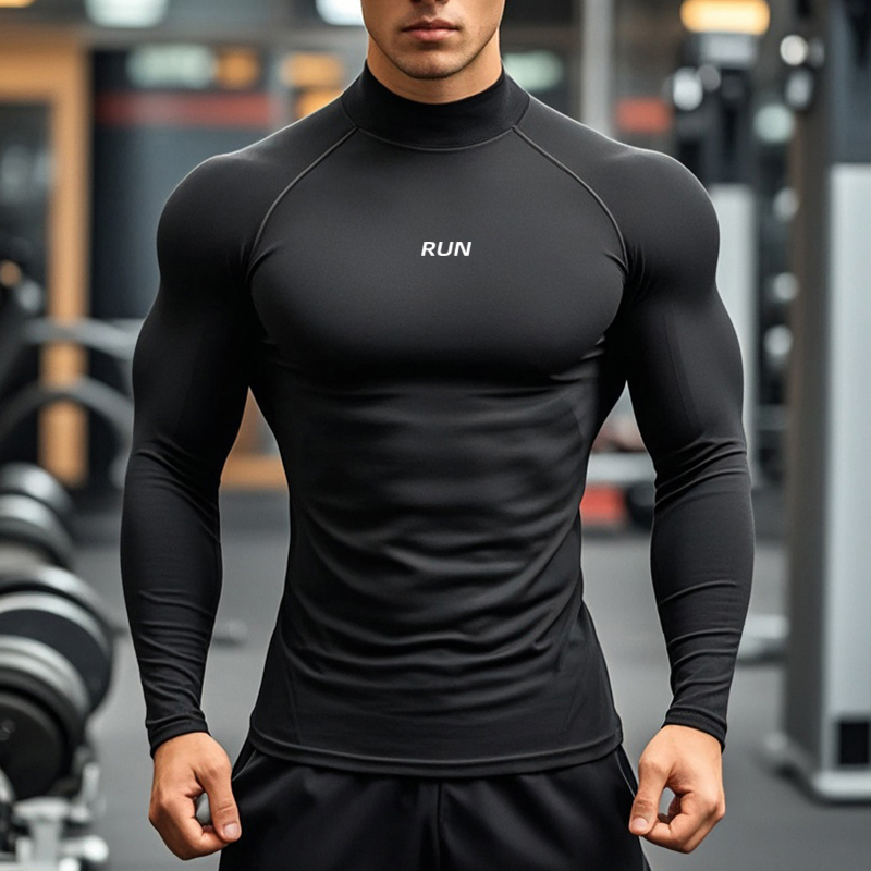 Men's Running Turtleneck Quick - T Shirt Tight Fit ulasan dan harga
