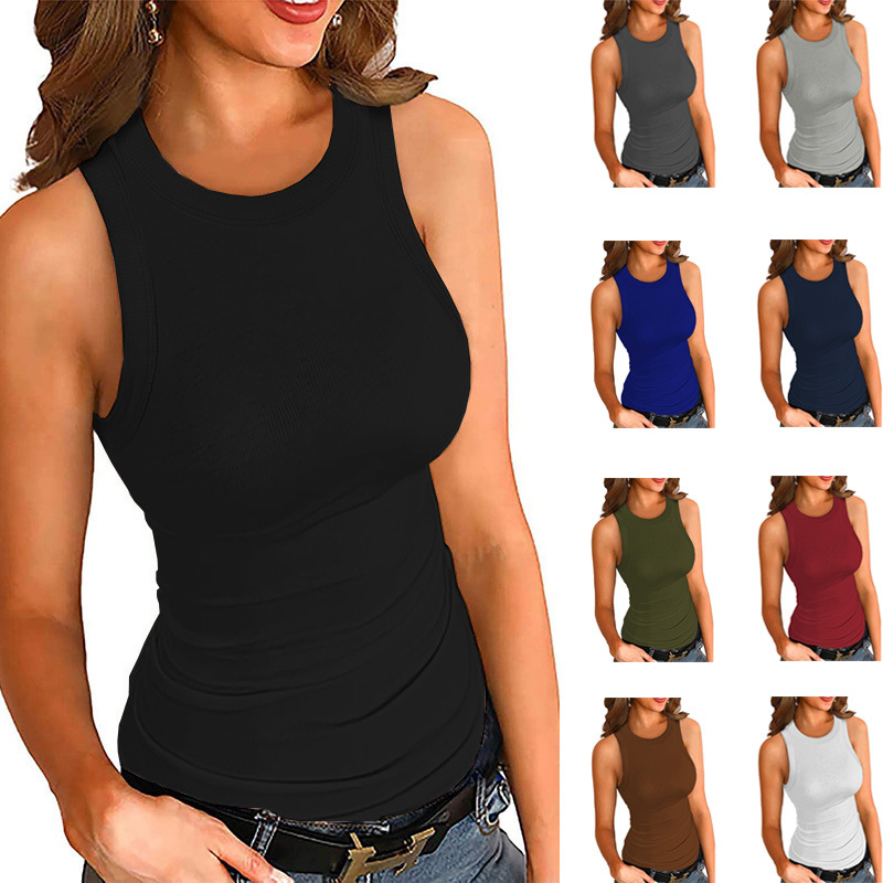 Cross-borderSpring and Summer  - Tank Top Ribbed ulasan dan harga