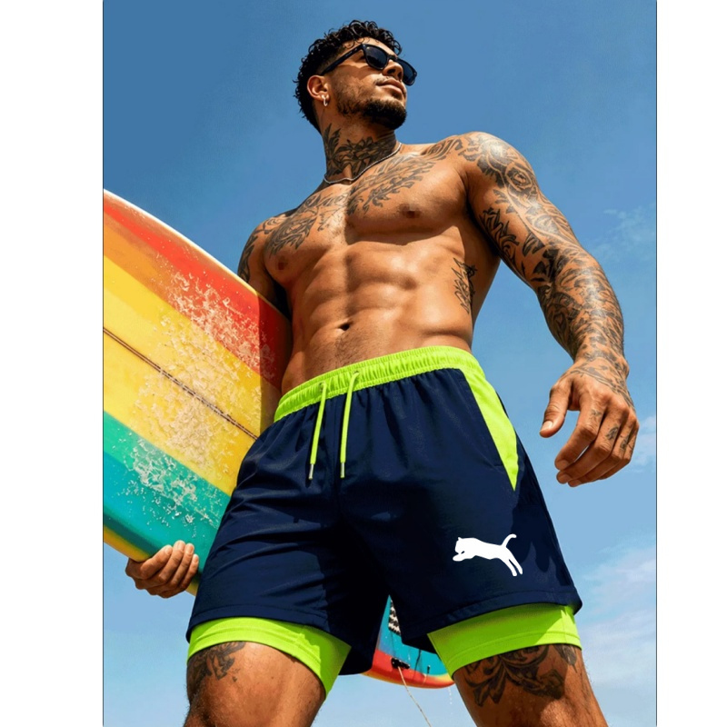 Men Running Cheetah Leopard Si - Compression Shorts Athletes ulasan dan harga