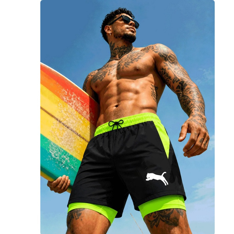 Men Running Cheetah Leopard Si - Compression Shorts Athletes ulasan dan harga