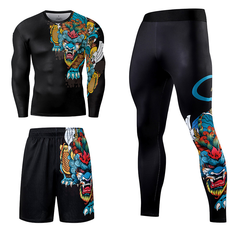 2/3PCS Men Jiu jitsu Tracksuit - Compression Long Pant ulasan dan harga