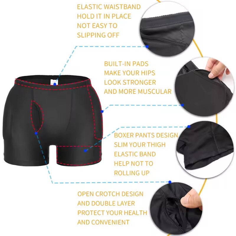Men Padded Hip Enhancer Booty  - Boxer Brief Pack Cotton ulasan dan harga