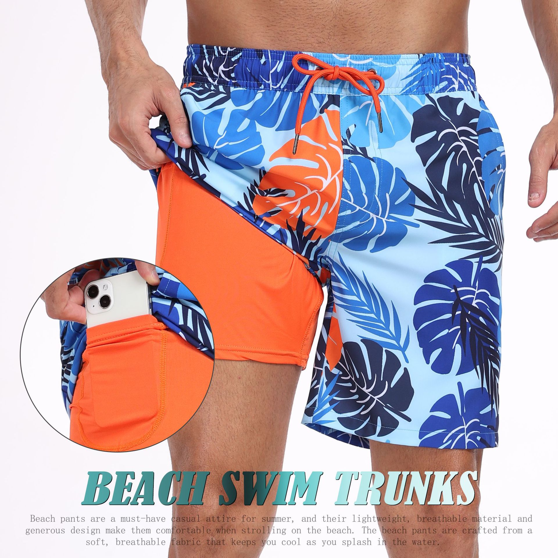 Mens Shark Pattern 2 in 1 Boar - Long Leg Trunk Men ulasan dan harga
