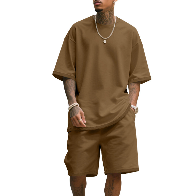 Men's Casual Two Piece Set Sum - T Shirt Tight Fit ulasan dan harga