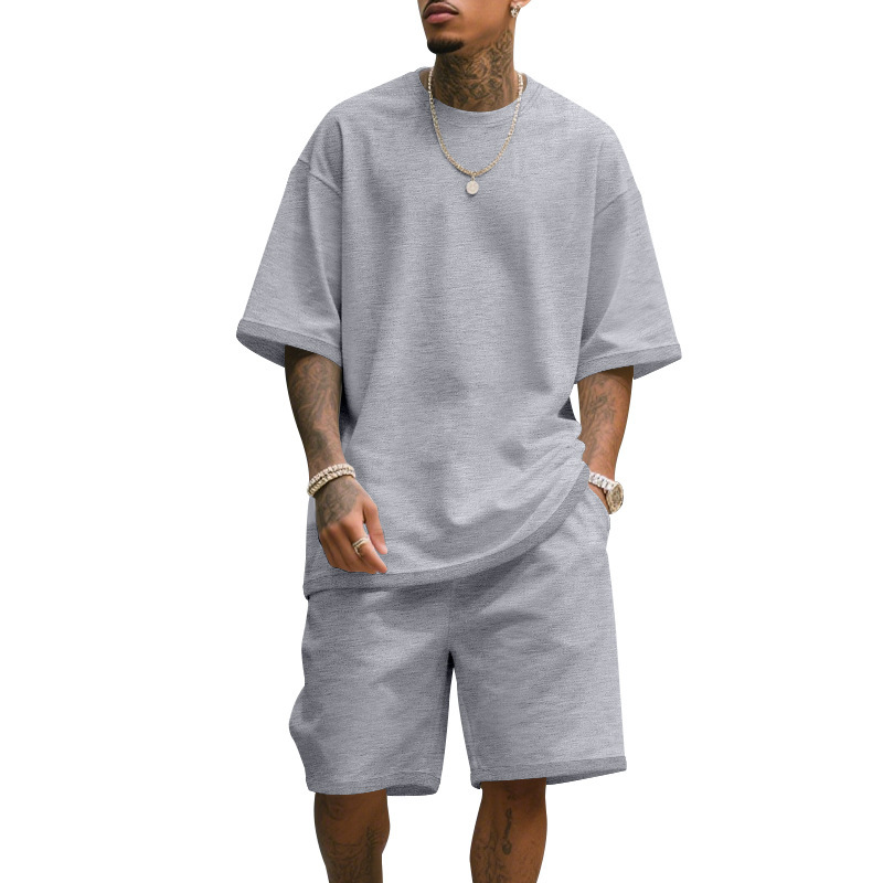 Men's Casual Two Piece Set Sum - T Shirt Tight Fit ulasan dan harga