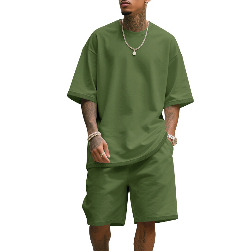 Men's Casual Two Piece Set Sum - T Shirt Tight Fit ulasan dan harga