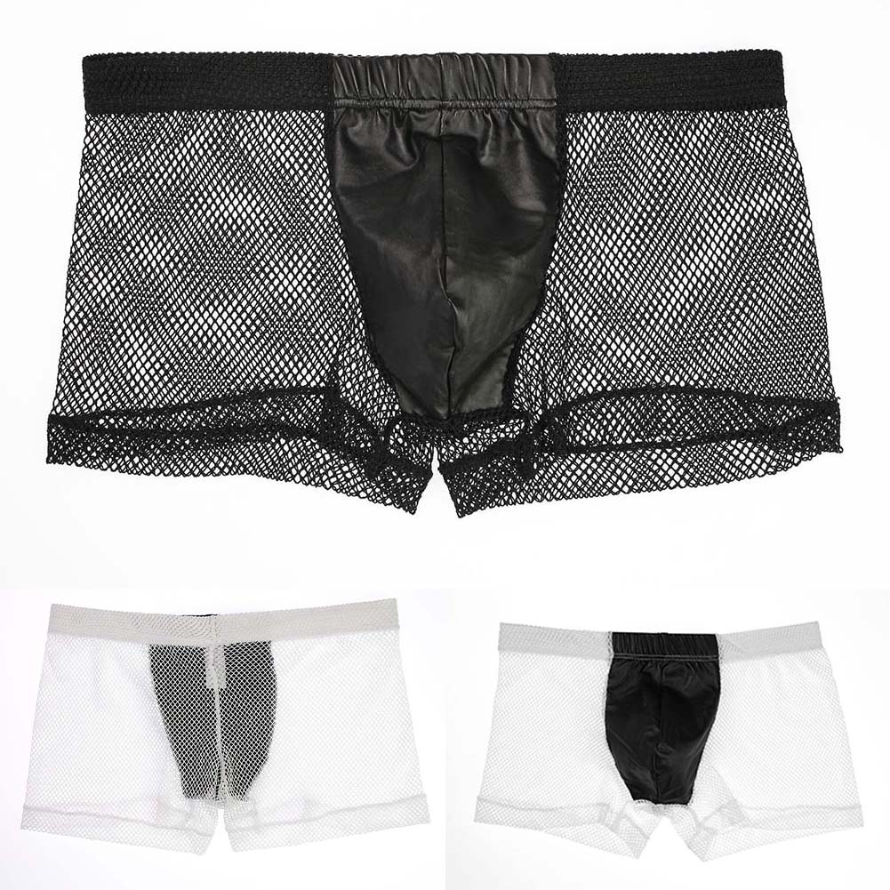 Men Mesh See Through Boxer Sho - Pouch Boxer Pouch ulasan dan harga