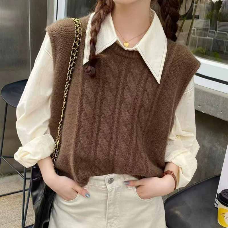 2025 New O-Neck Knitted Vest W - Sleeveless Undershirt ulasan dan harga