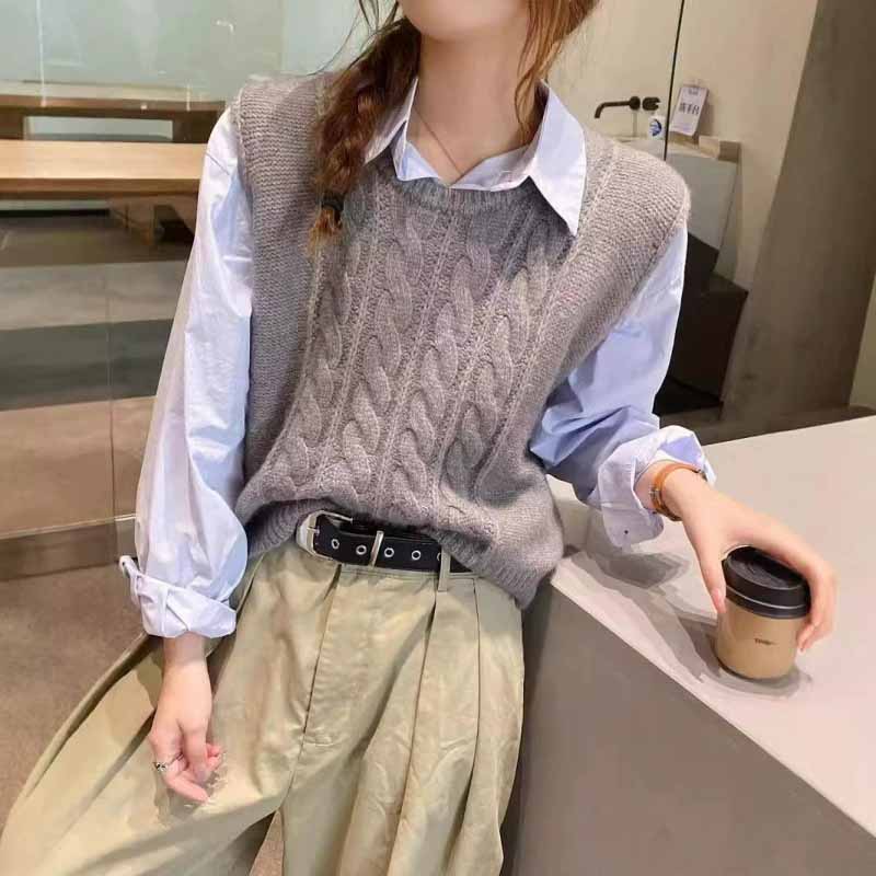 2025 New O-Neck Knitted Vest W - Sleeveless Undershirt ulasan dan harga
