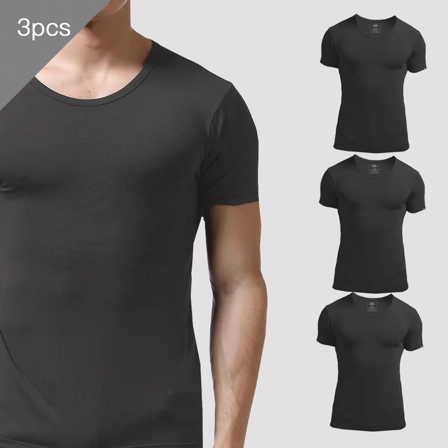 3PCS Men's Summer Short Sleeve - Undershirt Crew Neck ulasan dan harga