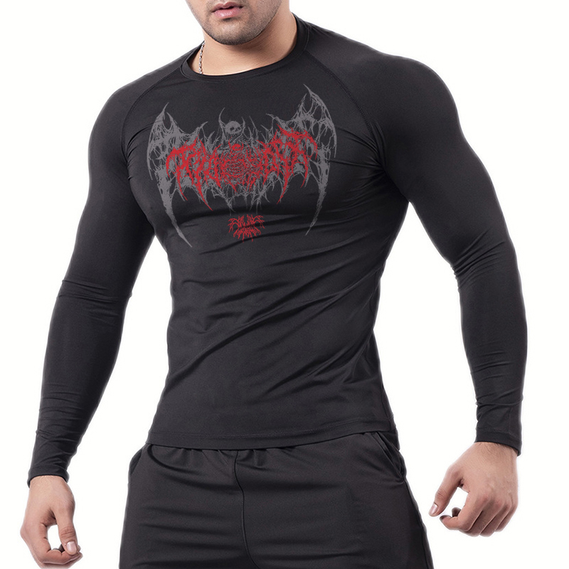 Skull Wings Print Long Sleeve  - Base Layer Top ulasan dan harga