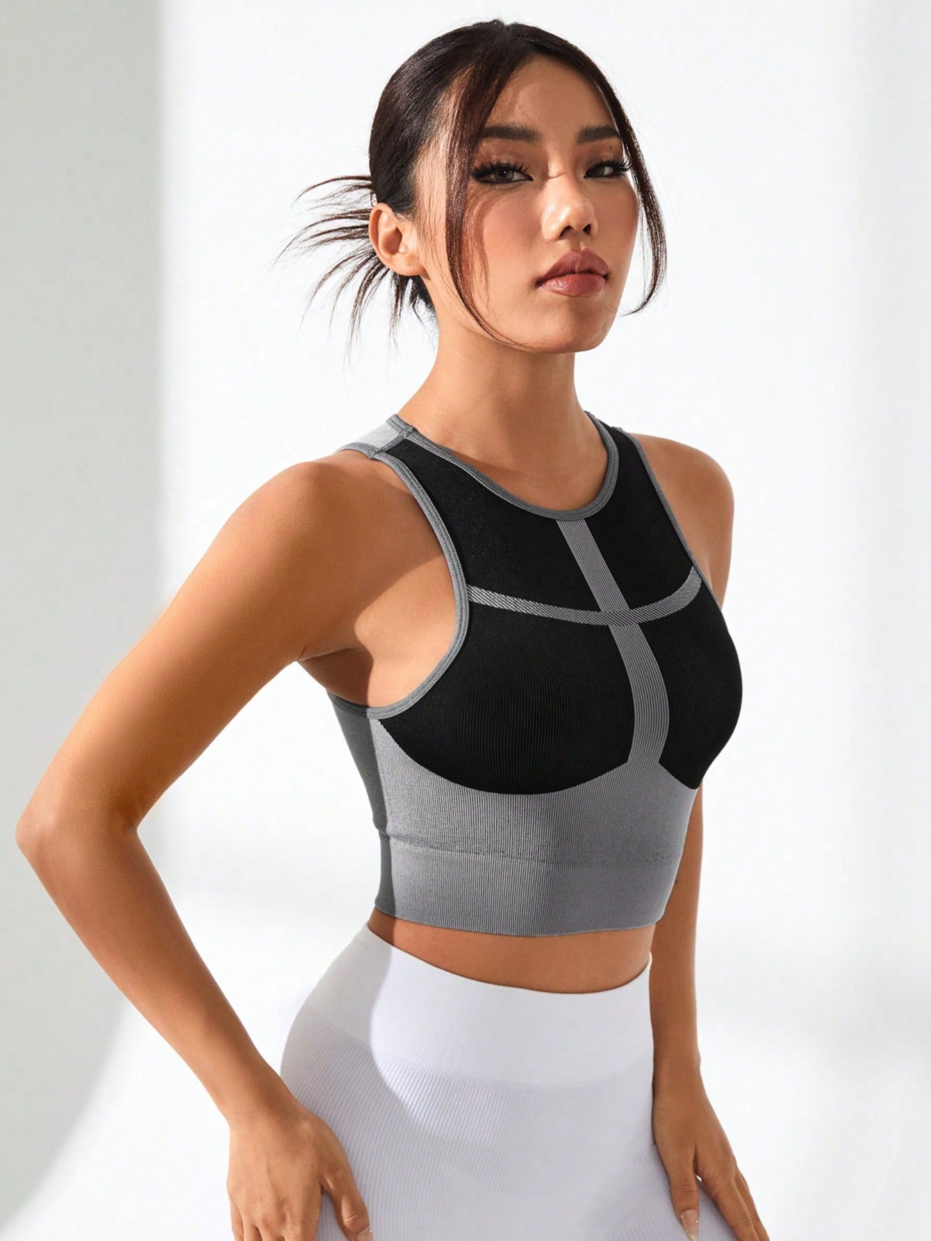 Women Color Block Cross Line R - Tank Top Ribbed ulasan dan harga