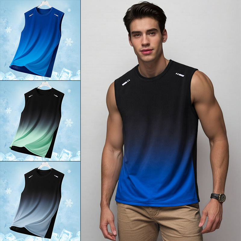 Men Gradient Sports Vest Light - Sleeveless Undershirt ulasan dan harga