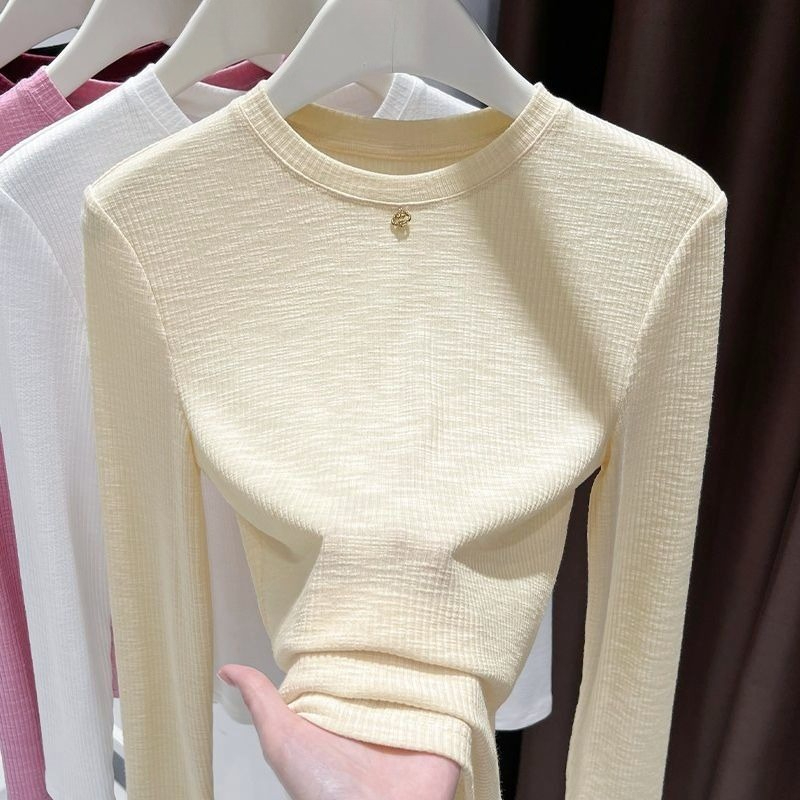 Women Slub Cotton Long Sleeve  - Undershirt Crew Neck ulasan dan harga