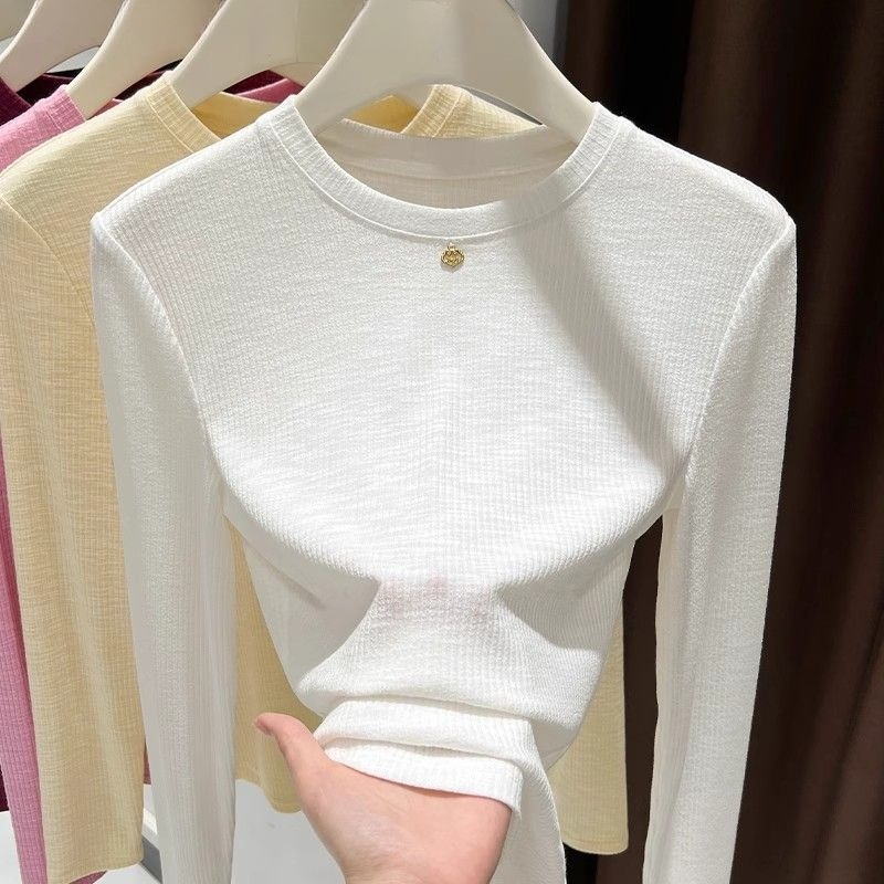 Women Slub Cotton Long Sleeve  - Undershirt Crew Neck ulasan dan harga