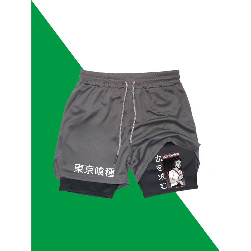 Tokyo Ghoul Print 2in1 Running - Compression Shorts Athletes ulasan dan harga