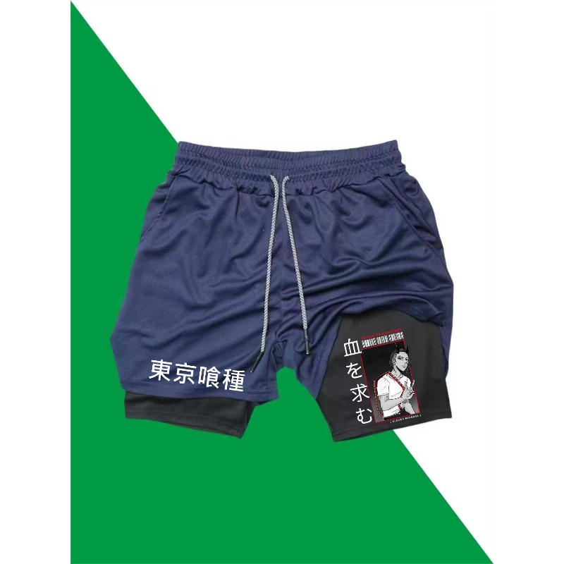 Tokyo Ghoul Print 2in1 Running - Compression Shorts Athletes ulasan dan harga