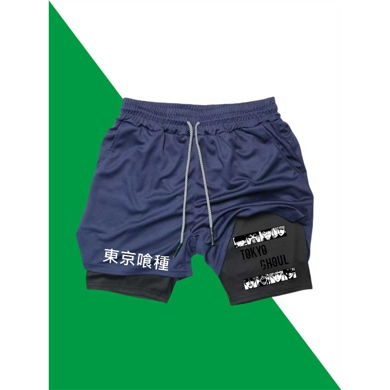 Tokyo Ghoul Print 2in1 Running - Compression Shorts Athletes ulasan dan harga