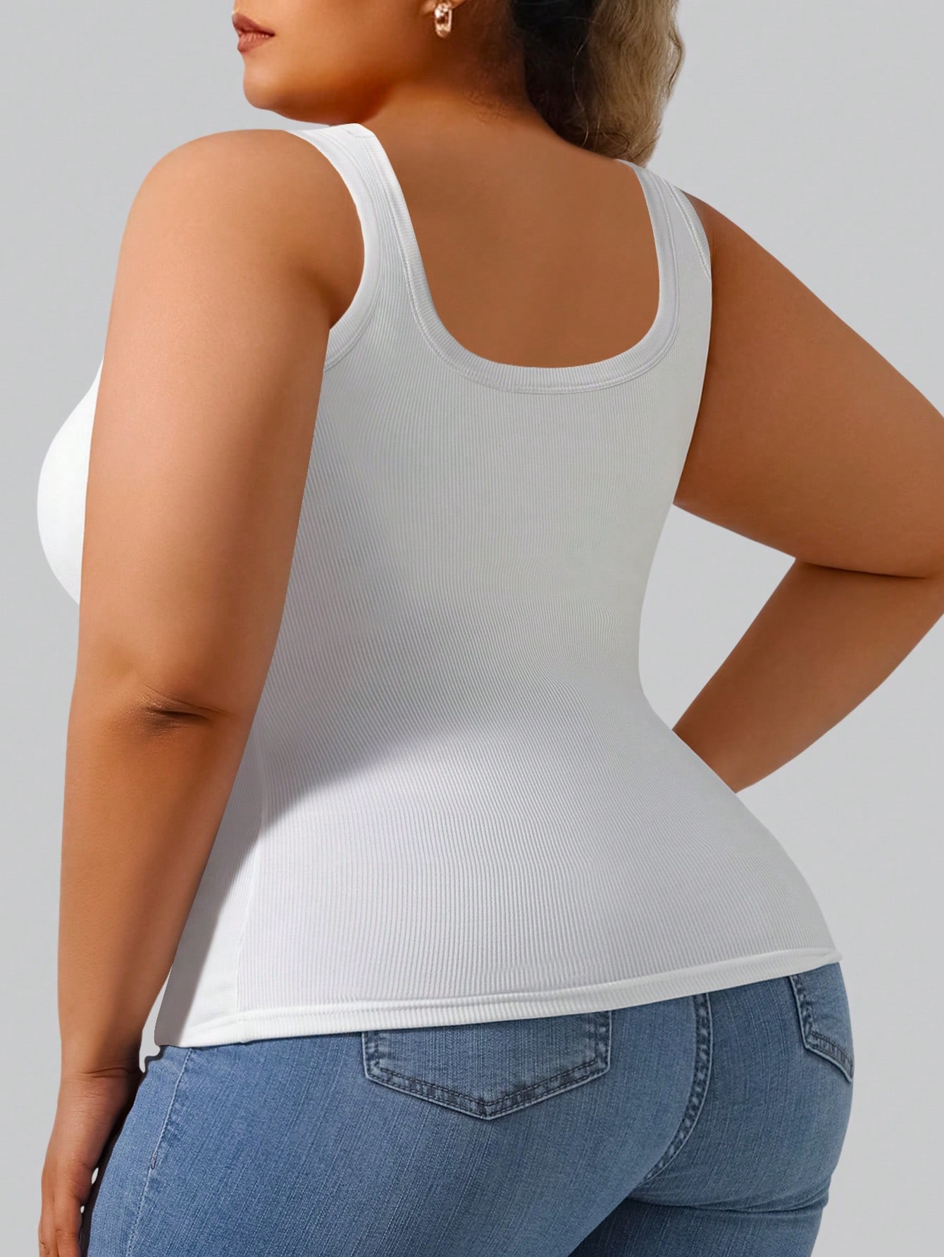 Plus Size Women's Solid Ribbed - Tank Top Ribbed ulasan dan harga