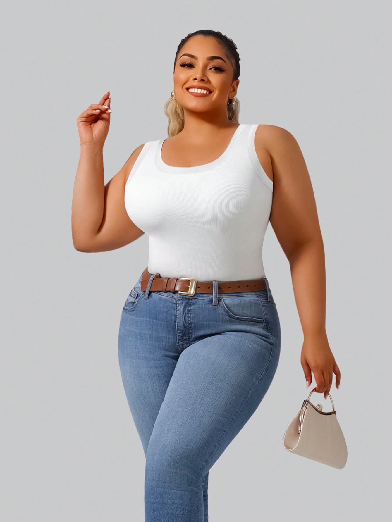 Plus Size Women's Solid Ribbed - Tank Top Ribbed ulasan dan harga