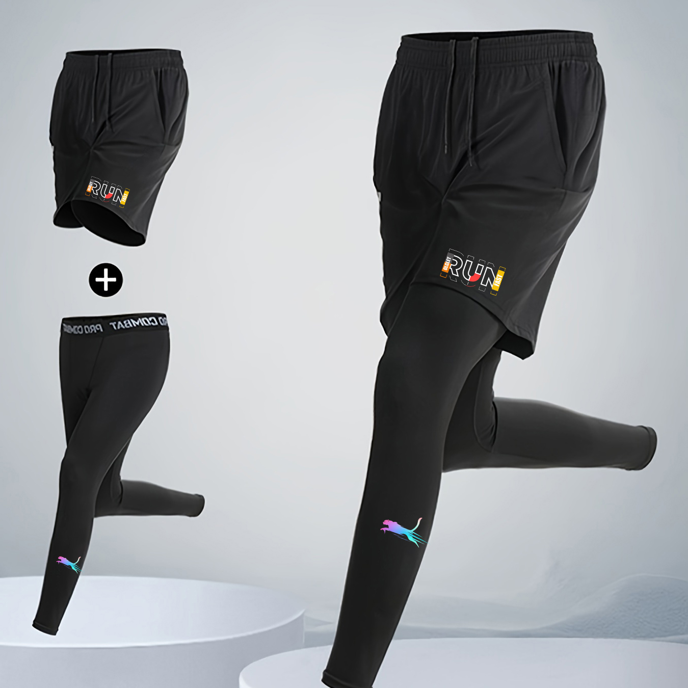 Men's Running Jogging 2 Piece  - Compression Shorts Athletes ulasan dan harga