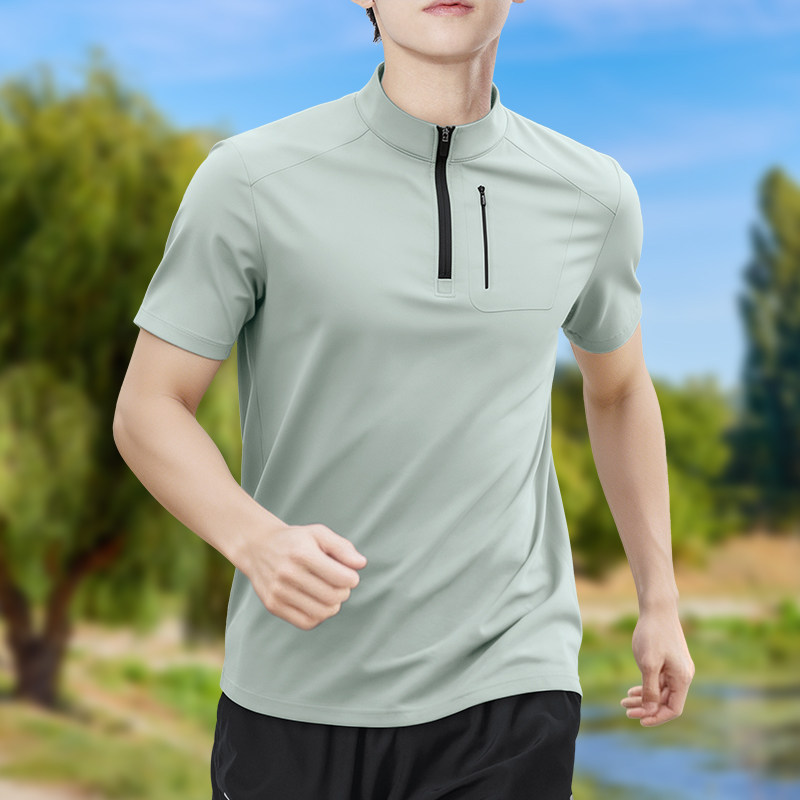 Men's Half-Zip High-Stretch Qu - T Shirt Tight Fit ulasan dan harga