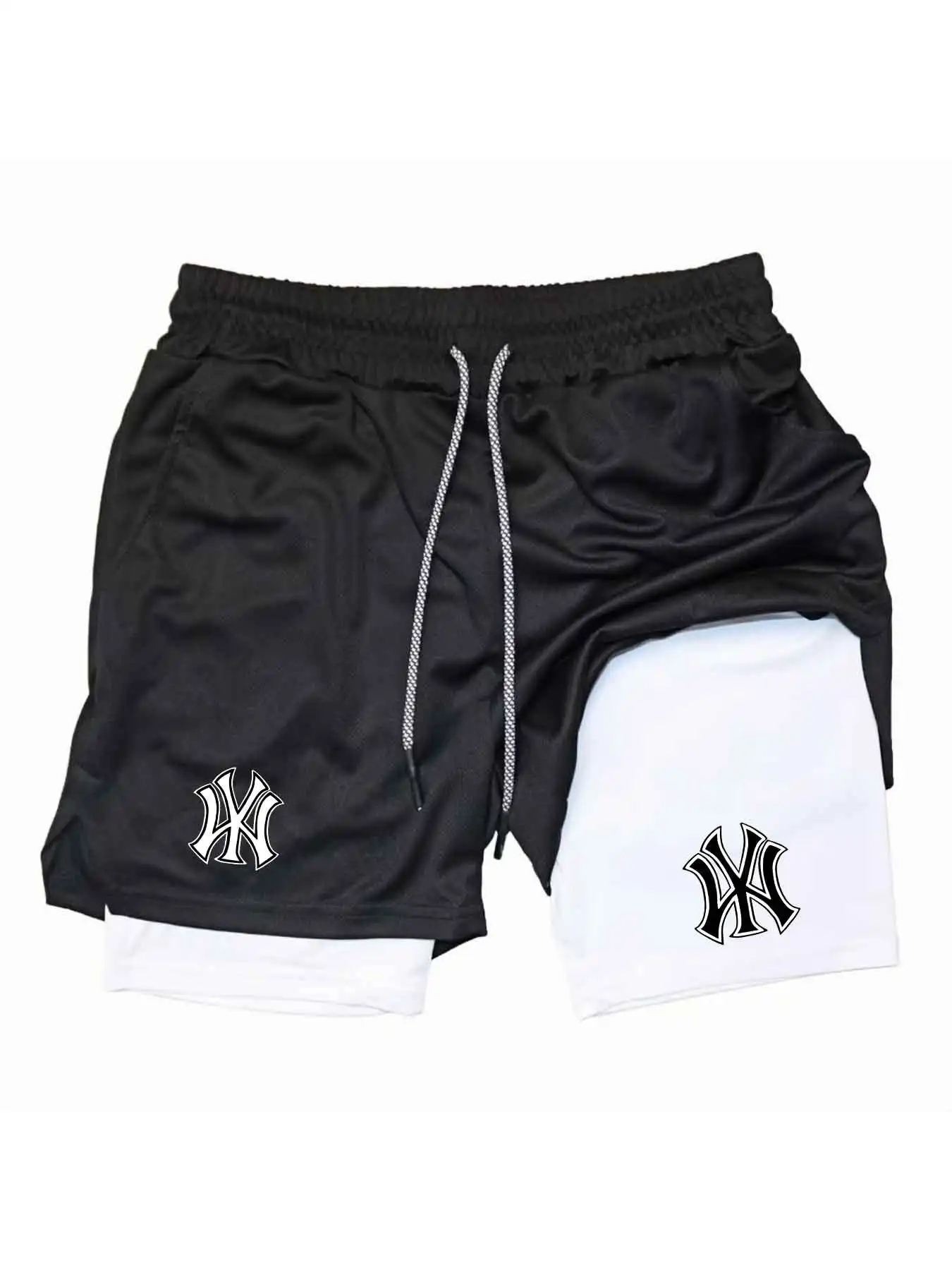 Men 2 in 1 Logo Print Sports S - Compression Shorts Athletes ulasan dan harga