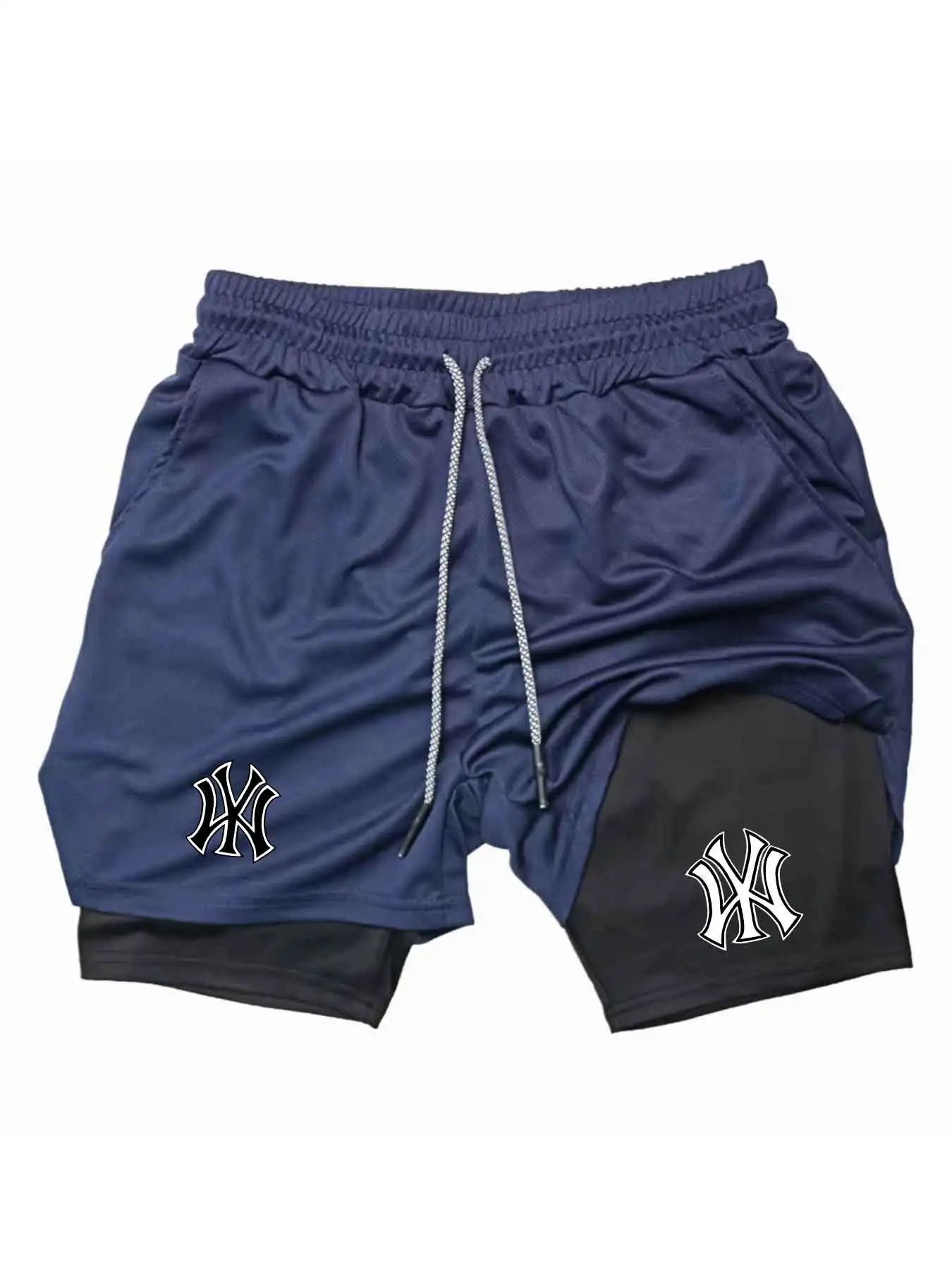 Men 2 in 1 Logo Print Sports S - Compression Shorts Athletes ulasan dan harga