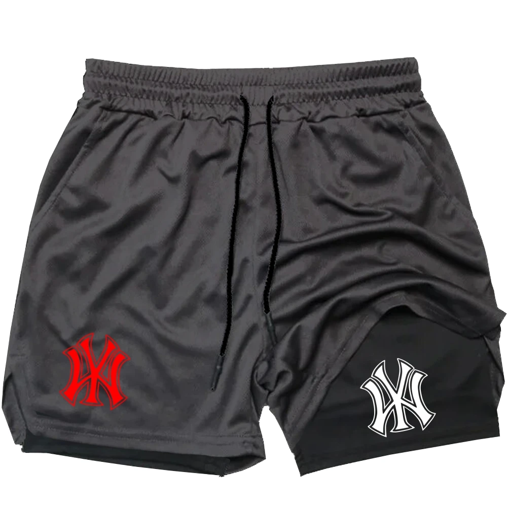 Men 2 in 1 Logo Print Sports S - Compression Shorts Athletes ulasan dan harga