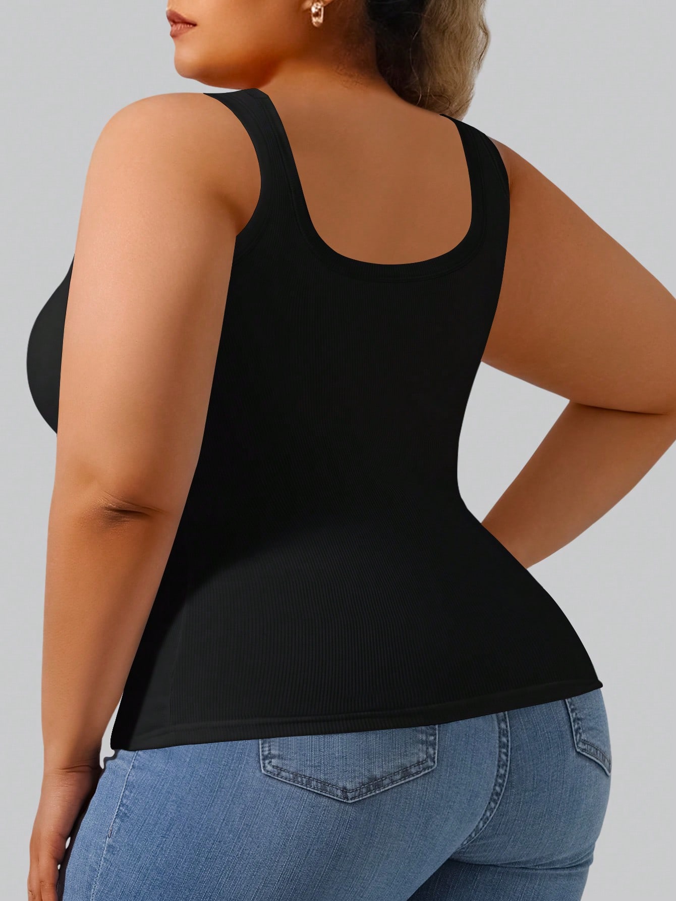 Plus Size Women's High Stretch - Tank Top Ribbed ulasan dan harga