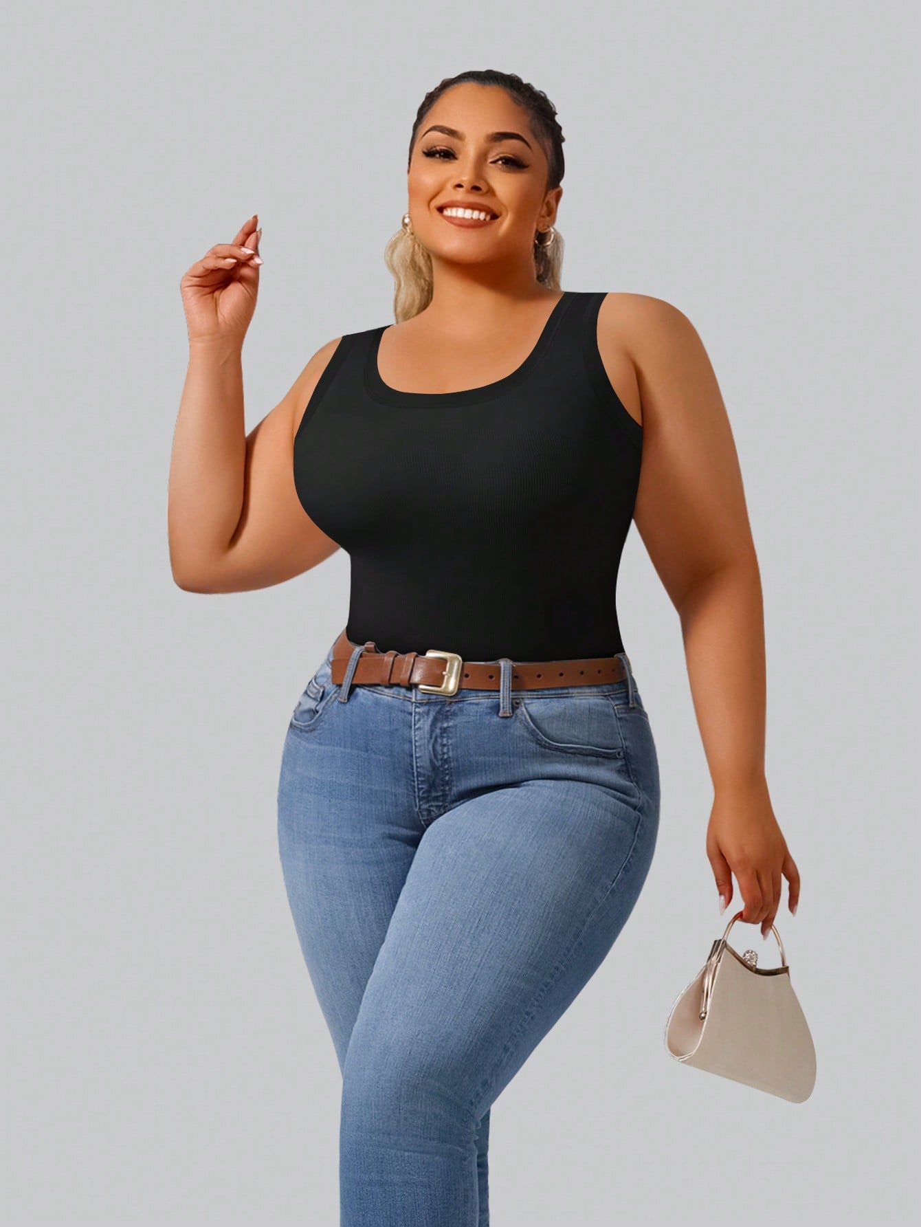 Plus Size Women's High Stretch - Tank Top Ribbed ulasan dan harga