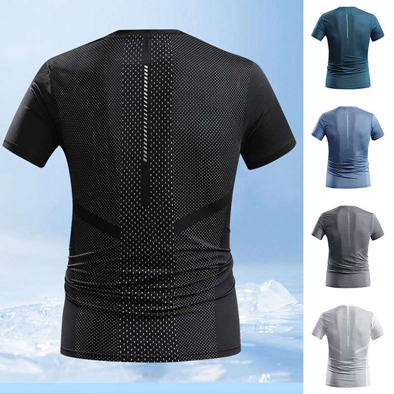 Men Summer Sports T-shirt Quic - T Shirt Tight Fit ulasan dan harga